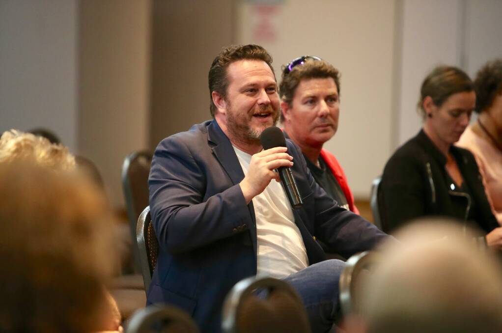 Comic Cafe operators Chris Atlee (left) and Shane Mason at the police forum. Picture: Adam McLean 