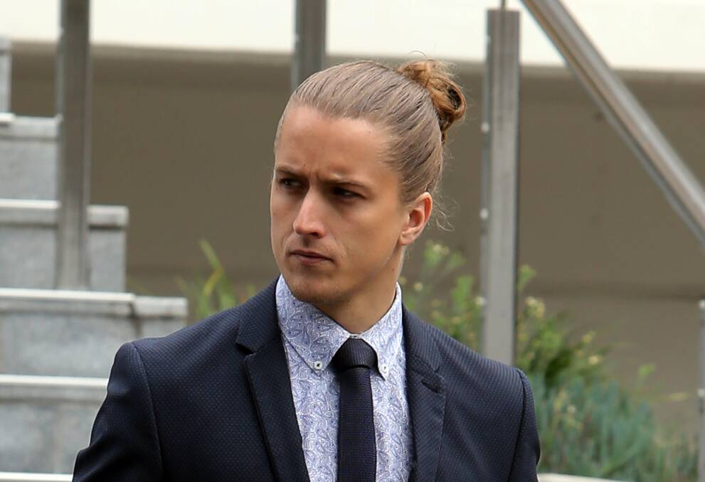STAR WITNESS: Christopher Anderson departs Wollongong court house after giving evidence against his former housemate. 