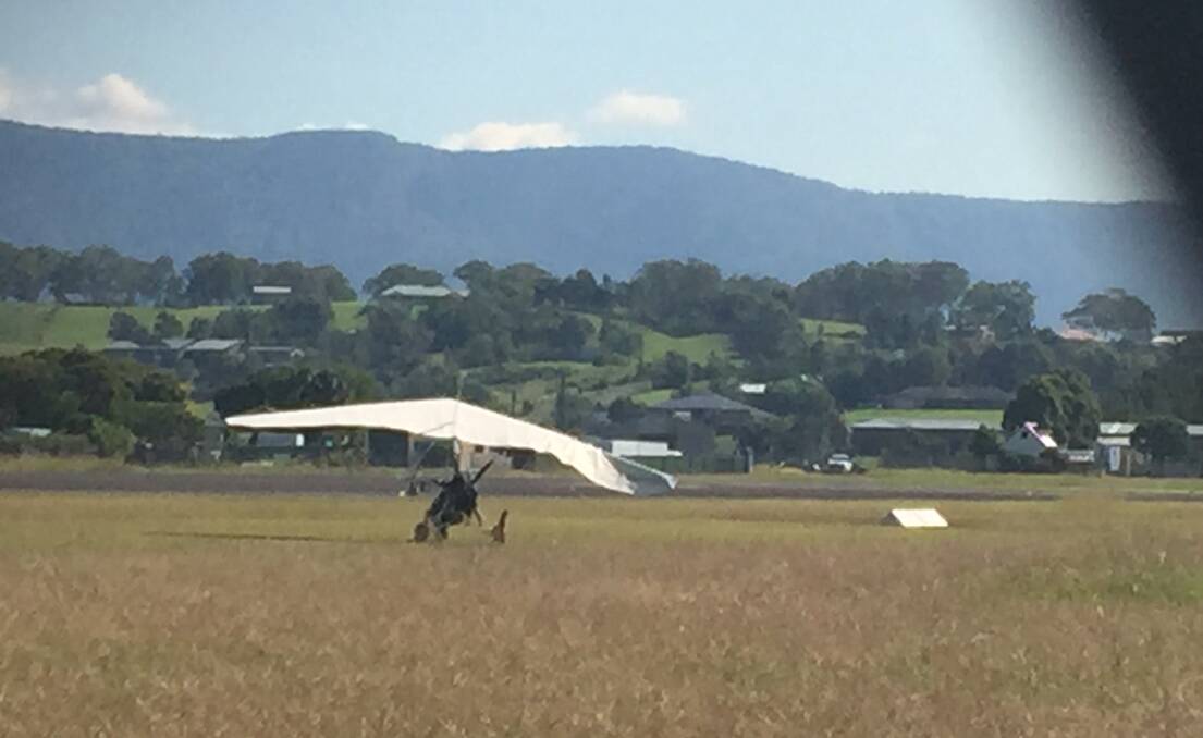 One of the microlight's wing tips was damaged. Picture: Angela Thompson