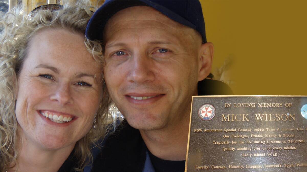 SENTIMENTAL: A plaque for Michael Wilson, pictured with wife Kellie Wilson, was designed with input from family and colleagues. Picture: supplied