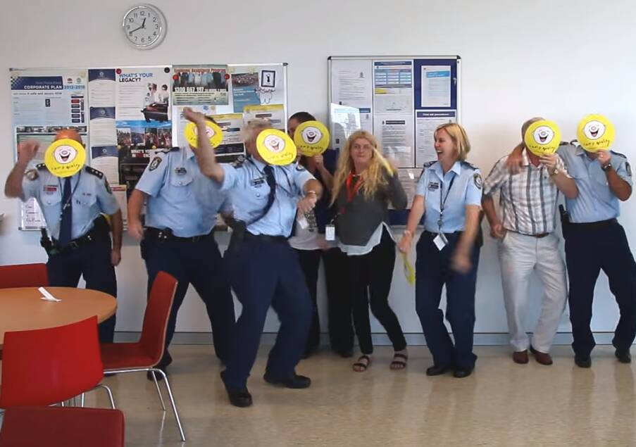 GANGNAM STYLE: Station staff joined uniformed officers for the colourful fundraiser video.