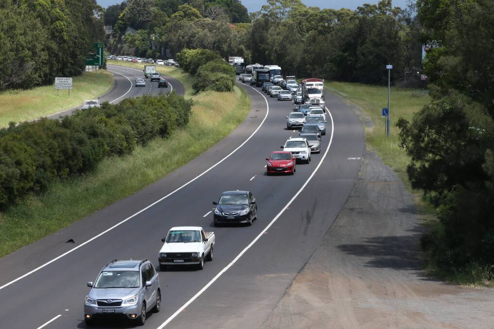 Traffic slows to a crawl on the M1 Princes Motorway as a crash up ahead is cleared. Picture: Sylvia Liber