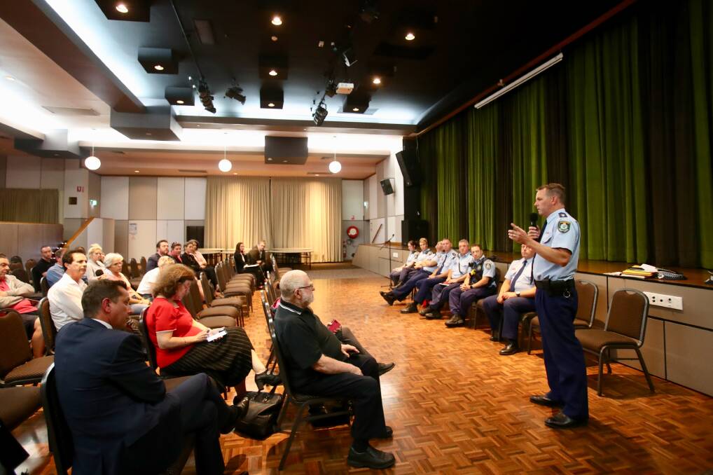 Wollongong commander Chris Craner addresses the crowd at last week's forum. 