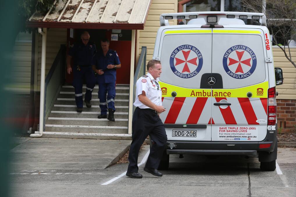 Paramedics depart the Peterborough School after giving the boy a clean bill of health. Picture: Robert Peet