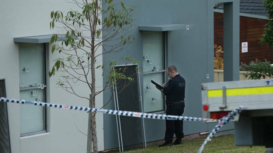Police attending a drive by shooting in Longworth Ave Wallsend in March. Picture: Simone De Peak