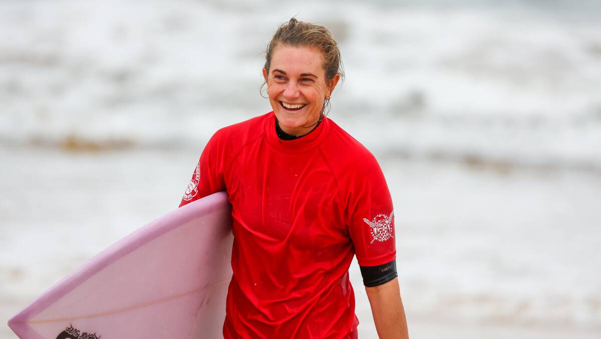 A competitor in the Ocean Queen Classic surf competition at Woonona Beach on Sunday, May 5. Picture by Adam McLean