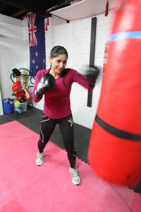 HITTING THE BAGS: Maria Pittiglio training in Wollongong back in 2009. Picture: Robert Peet