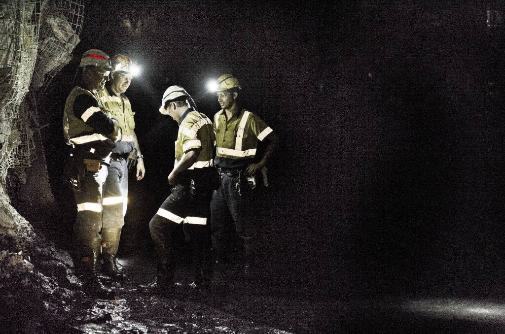 Underground: Miners at the Russell Vale coal mine when it was operational in 2011.