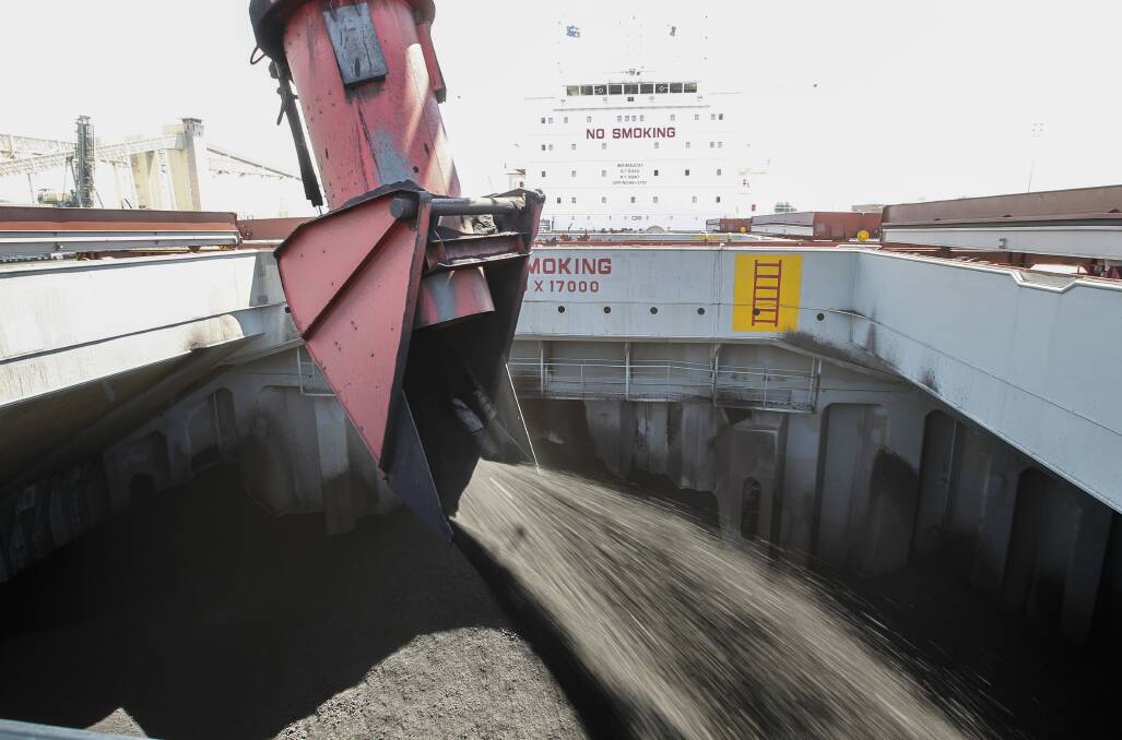 PAY THE RENT: A Wollongong Coal shipment being loaded at the Port Kembla Coal Terminal.