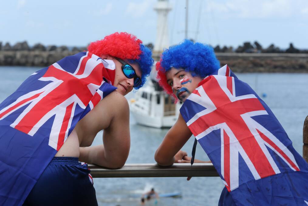 FLASHBACK: Reid Parker and Harley Hall enjoying last year's Australia Day celebrations at Wollongong Harbour. Picture: Robert Peet
