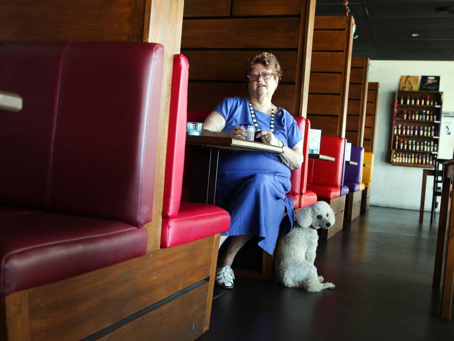 Doggone it: Vision-impaired woman Merryn Joske is refused entry to four Kiama cafes because of her Pets as Therapy dog Toby. Picture: Sylvia Liber
