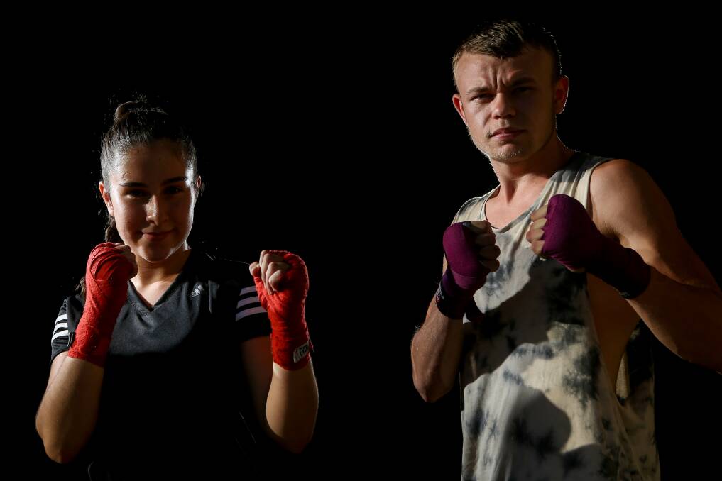READY TO GO: Young boxing stars Athena Kinnas and Brock Harris will be in action this week ahead of the National Junior titles in two weeks. Picture: Adam McLean 