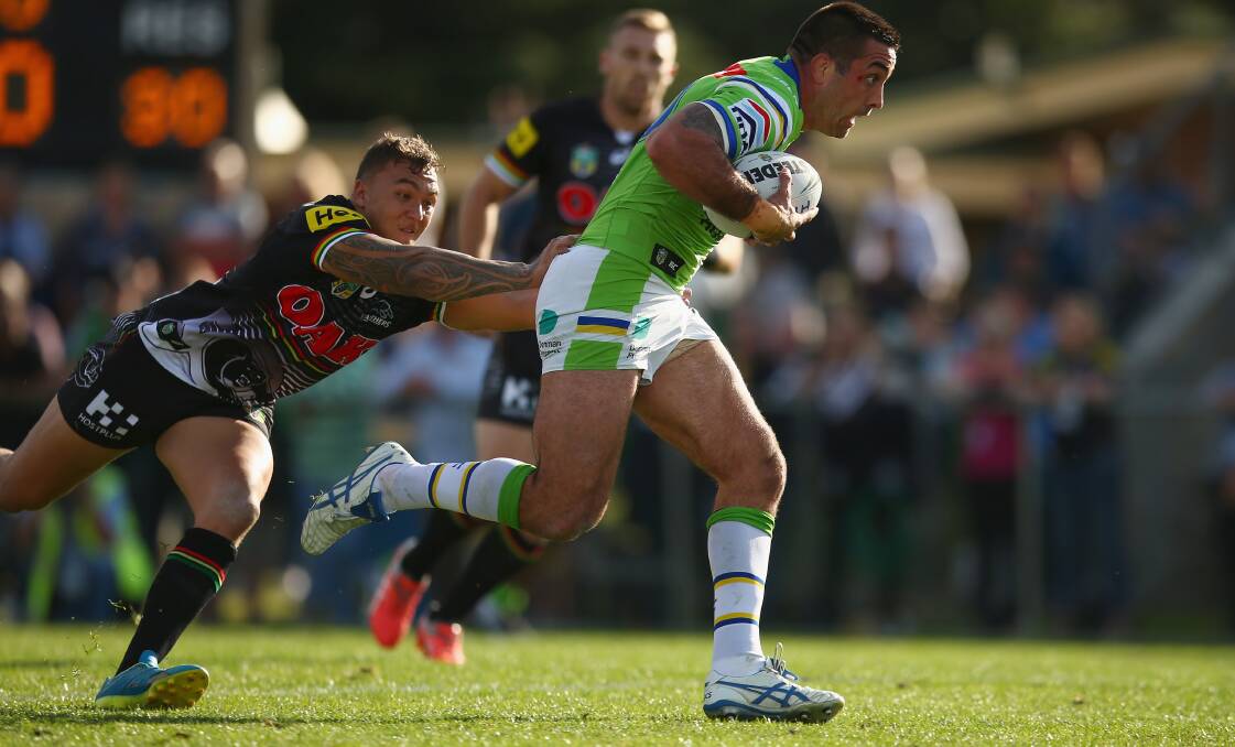 UNSTOPPABLE: Paul Vaughan makes a break for Canberra against Penrith last year. Picture: Mark Kolbe/Getty Images