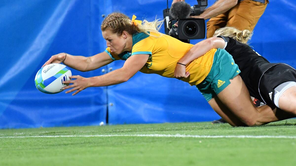 Touching down: Emma Tonegato is preparing for the World Sevens Series to arrive in Sydney on Australia Day. Picture: Joe Armao. 