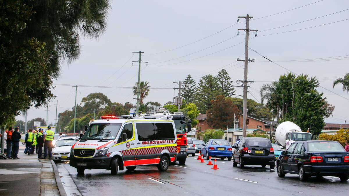One of the spate of accidents on Windang Road late last year that prompted government investigations to improve safety. Picture: Adam McLean