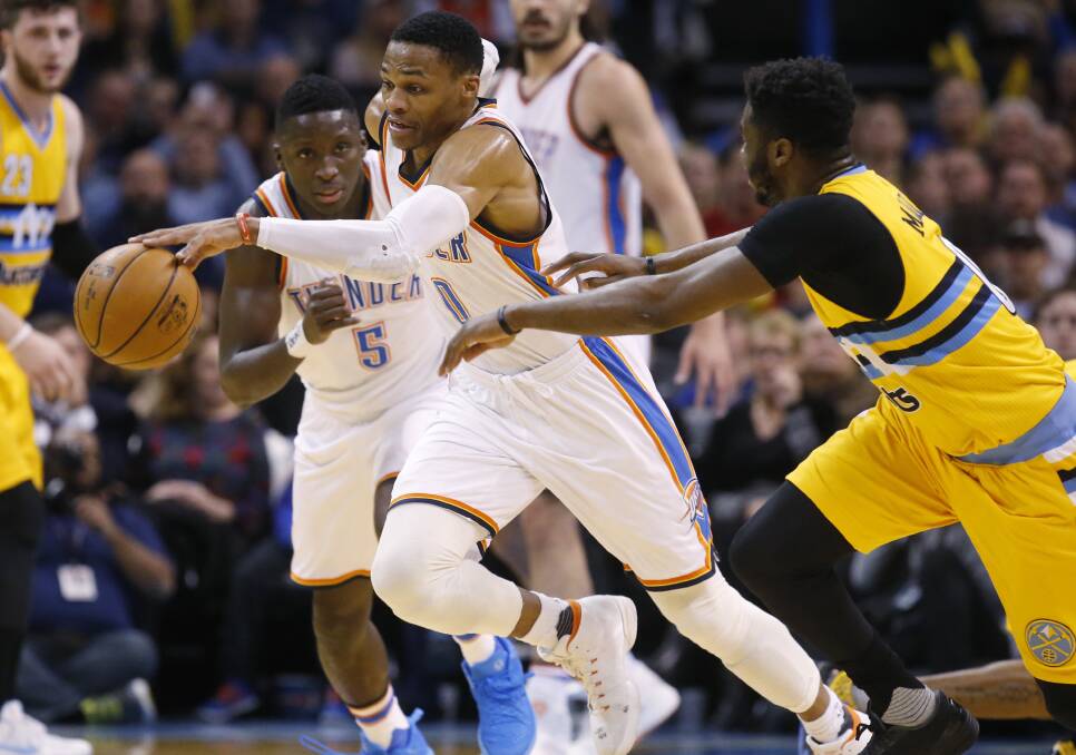 Big time: Oklahoma City Thunder guard Russell Westbrook. Picture: AP Photo/Sue Ogrocki