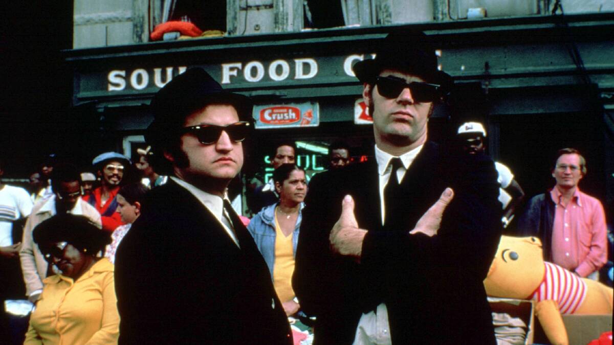 The original Blues Brothers, John Belushi and Dan Akroyd on the set during the making of the movie in Chicago, 1980. Picture: Fairfax File