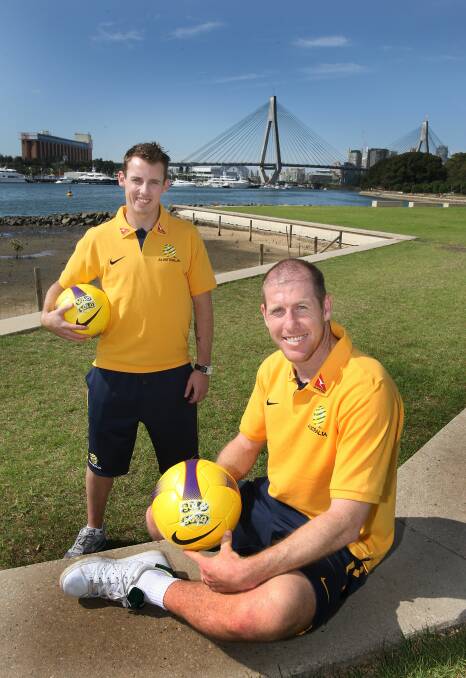Dynamic duo: Illawarra Socceroos stars Luke Wilkshire  left  and Scott Chipperfield in 2009. Picture: Orlando Chiodo