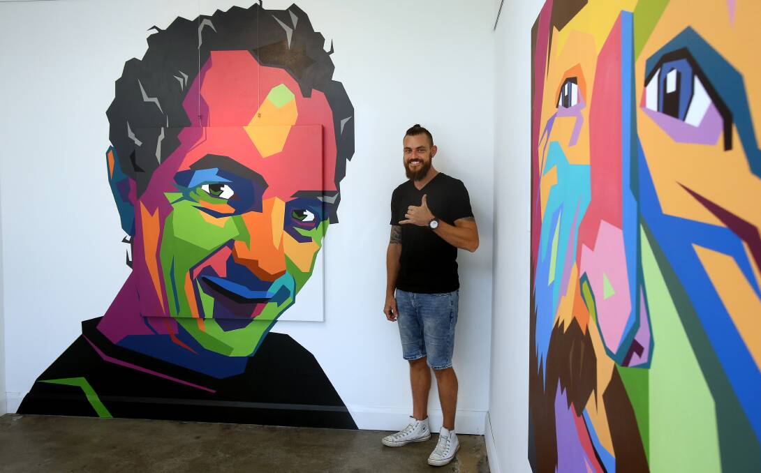 TRIBUTE: As part of his new exhibition, 'Raw Spirit', Port Kembla artist Anthony Jones pays homage to the late Fred Vieira who passed away last year - on show at Red Point Gallery until February 14. Picture: Robert Peet
