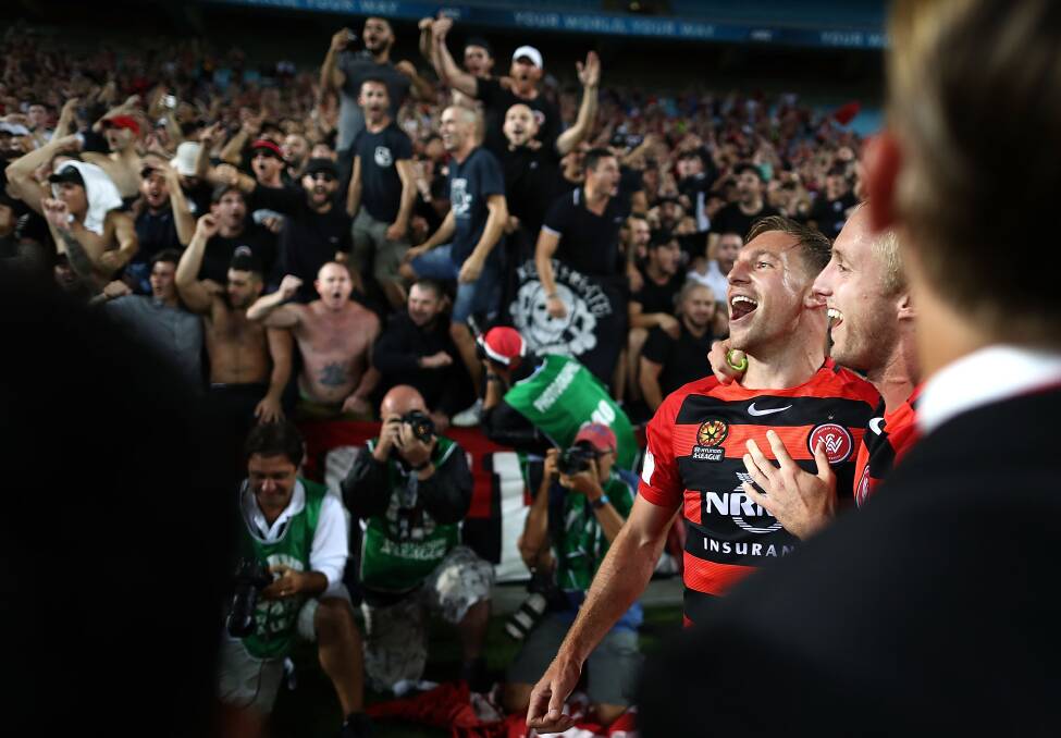 WHAT A NIGHT: Unanderra junior and Wanderers striker Brendon Santalab scored the winning goal in Saturday's Sydney derby. Picture: GETTY IMAGES