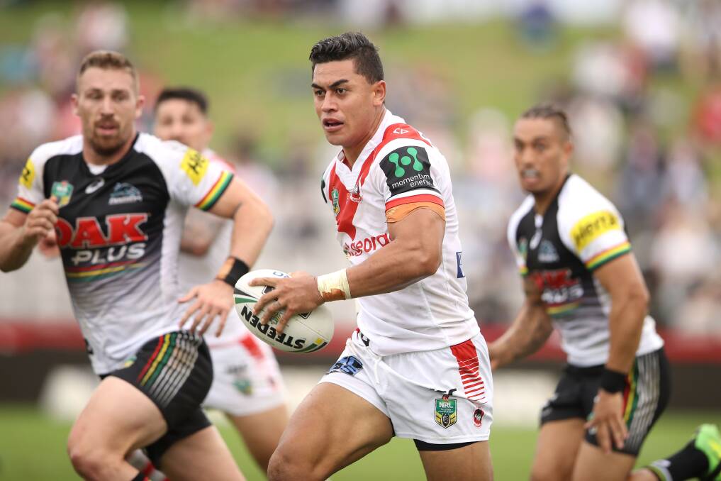 REPAYING THE FAITH: Dragons centre Tim Lafai is keen to repay the teammates who had his back through tumultuous times in 2016. He's run over 100 metres in two of the club's first three games. Picture: Getty Images