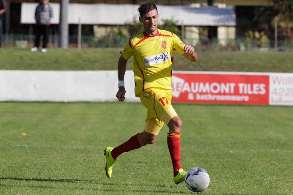 FIGHT FOR SILVERWARE: Wollongong United's Angelo Hajitoffi will play his part in his club's Fraternity Club Cup final match against Corrimal Rangers. Picture: GEORGIA MATTS