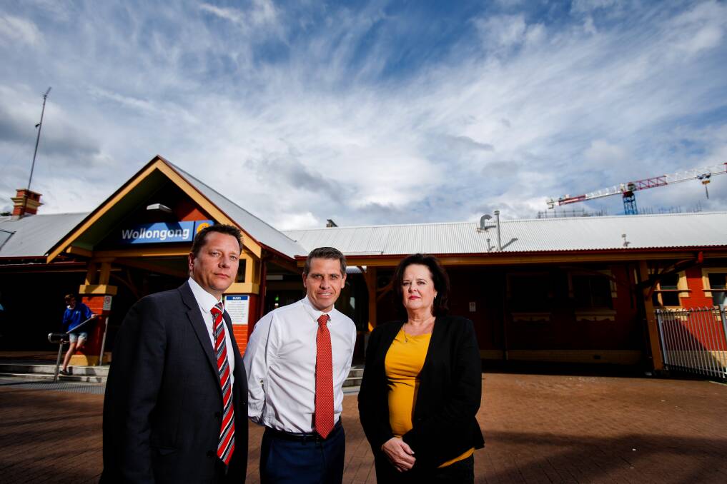 Labor MPs Paul Scully (left), Ryan Park and Anna Watson were disappointed at the Illawarra's allocation in the NSW budget. Picture: Adam McLean