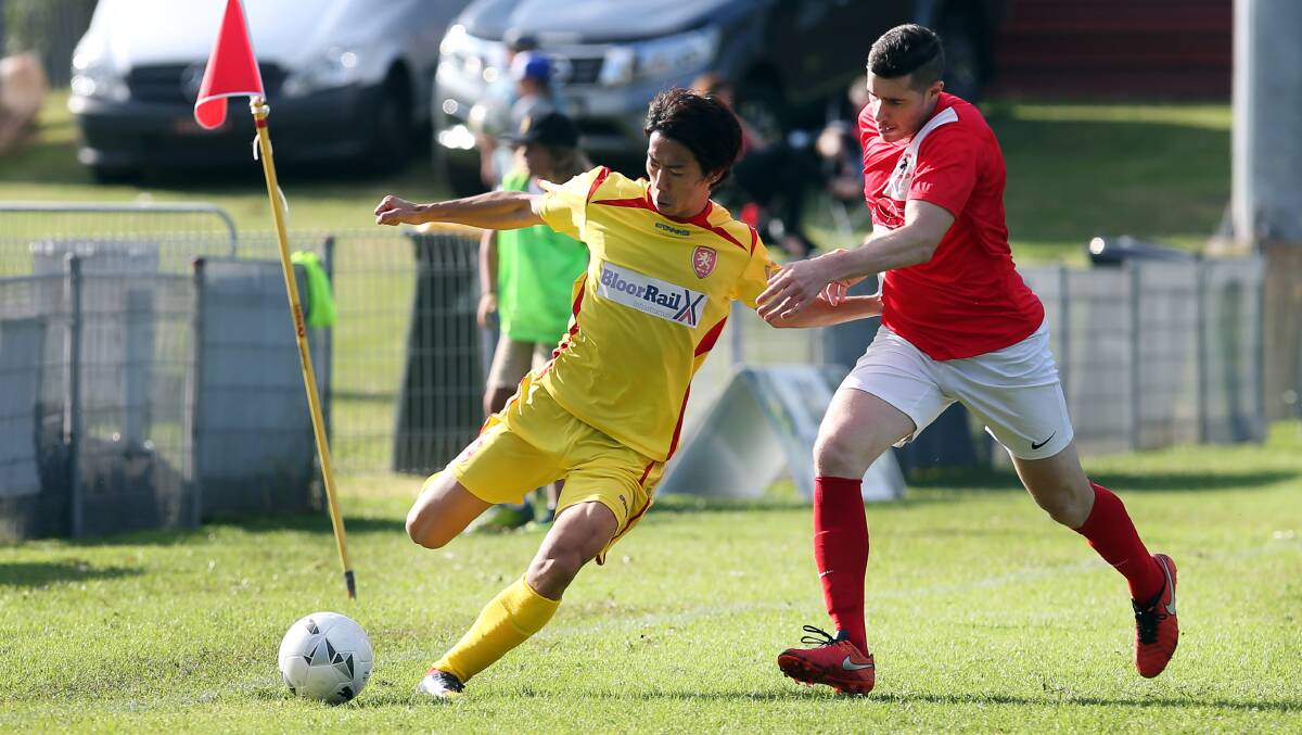 STAR POWER: Daisuke Yuzawa scored a stunning goal as Wollongong United beat Corrimal in the Fraternity Club Cup final. Picture: SYLVIA LIBER