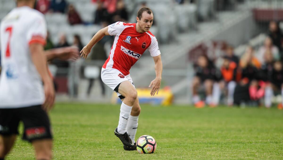 SUBBED IN: Wolves midfielder Brendan Griffin came off the bench to help Wollongong to victory over Manly United. Picture: GEORGIA MATTS