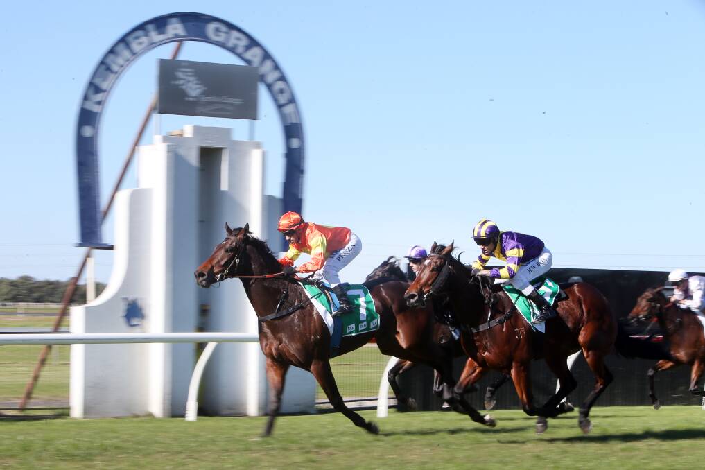 STAYING TEST: Robert and Luke Price trained Can Party wins at Kembla Grange earlier this year. Picture: SYLVIA LIBER