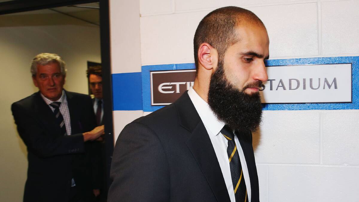 Inadequate? Bachar Houli leaves the hearing on Tuesday. Picture: Michael Dodge/Getty Images