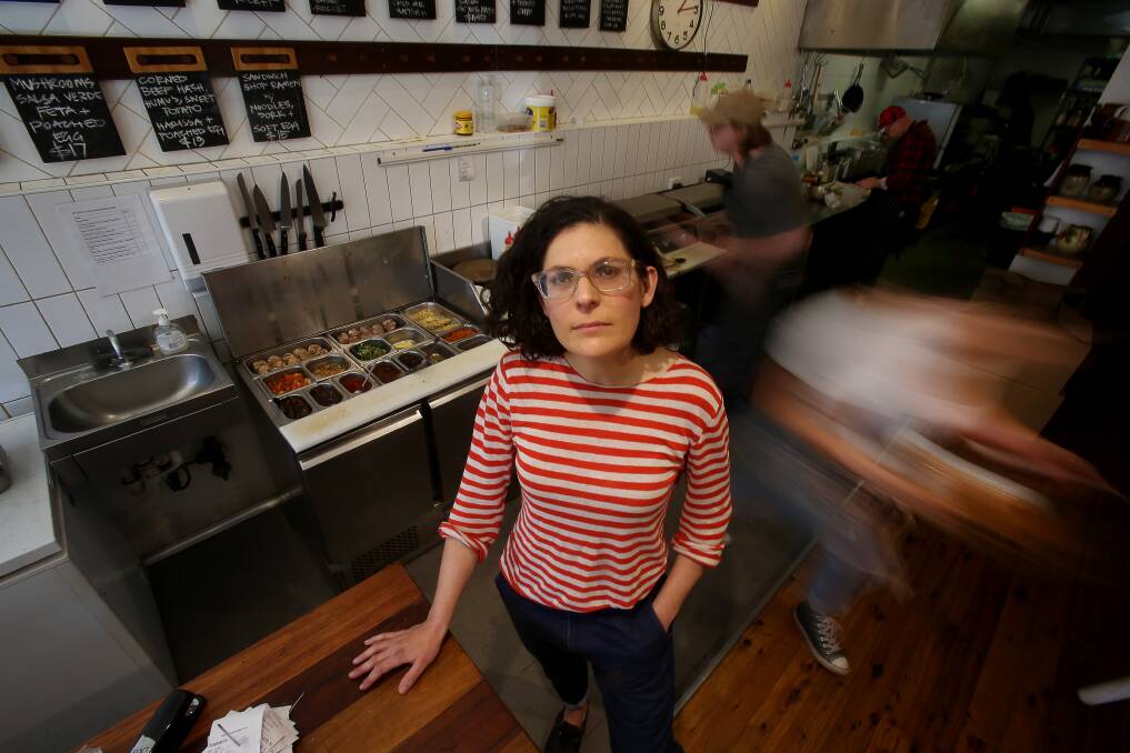 Emma Huber - co-owner of Wollongong cafe Sandy Goodwich - won't be cutting the Sunday penalties of her staff. Picture: Robert Peet.