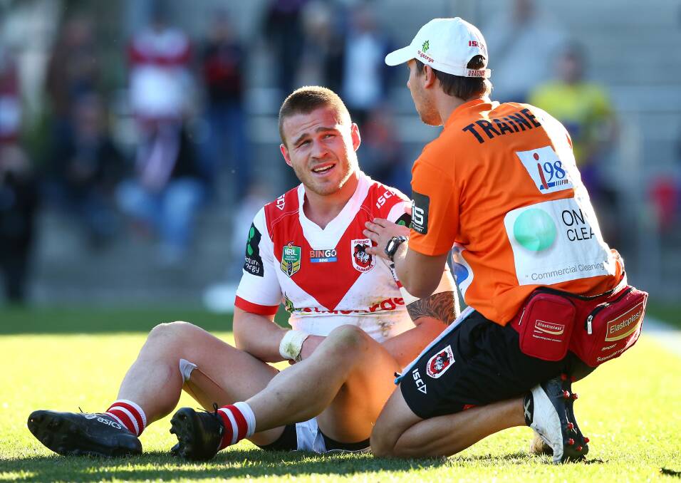 Euan Aitken picked up a shoulder injury against Manly. Picture: Getty Images