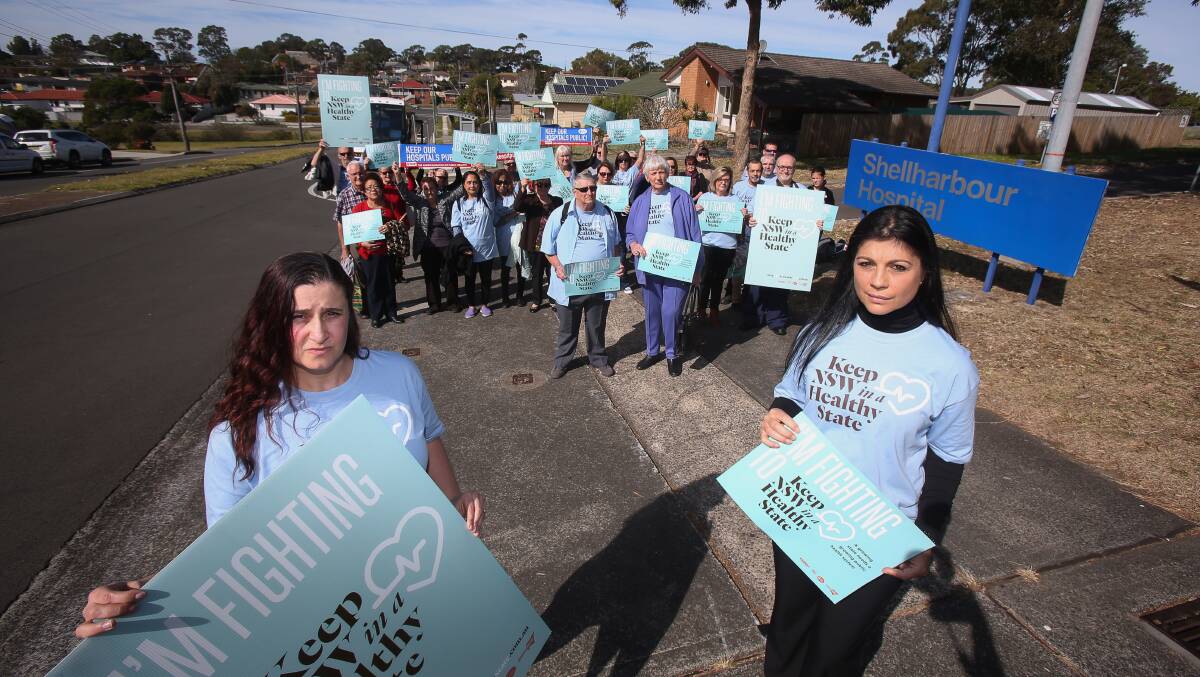 Campaigners, including Shellharbour nurse Silvana Dimovski and resident Irene Hatzipetros, travelled to Sydney. Picture: Robert Peet