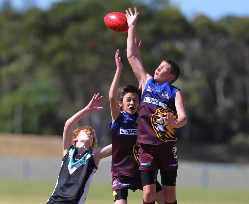 High fly: Wollongong's Aiden Colquhoun against Kiama in the grand final.