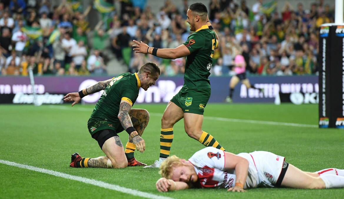 GUESS WHO: Josh Dugan and Valentine Holmes. Picture: AAP