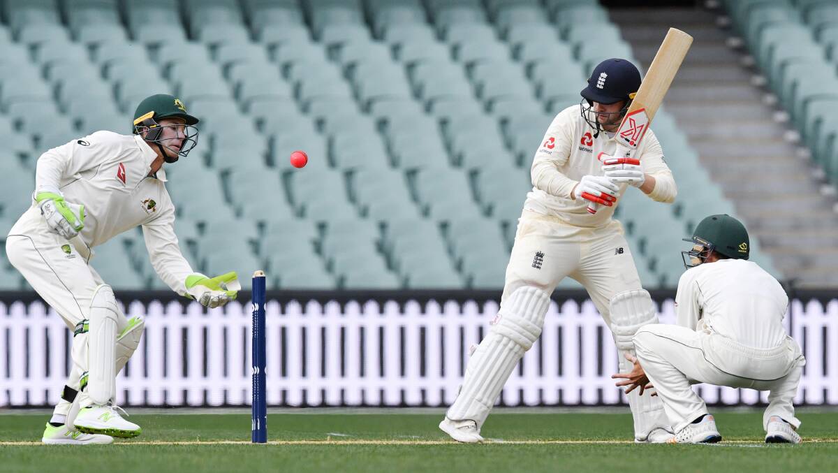 Tim Paine behind the stumps in an Ashes warm-up match against England. Picture: AAP Image/David Mariuz