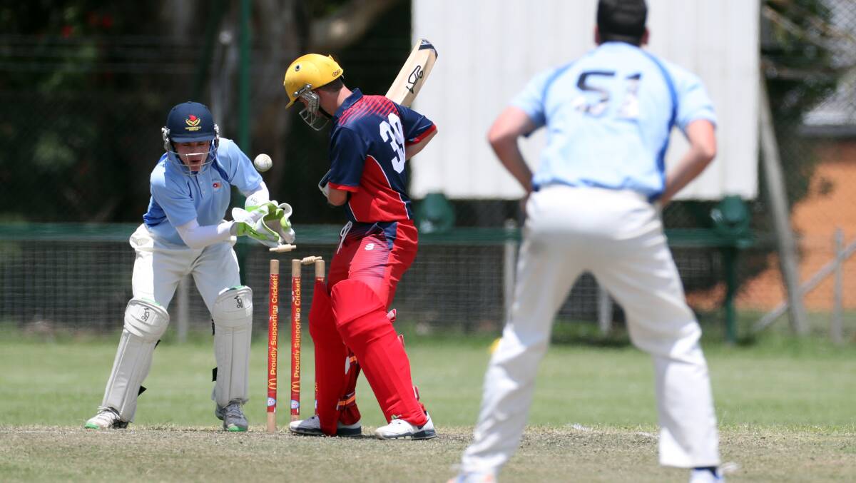 Caught looking: Dean Watson is bowled during Illawarra's loss to ACT Southern on Saturday. Picture: Sylvia Liber.   