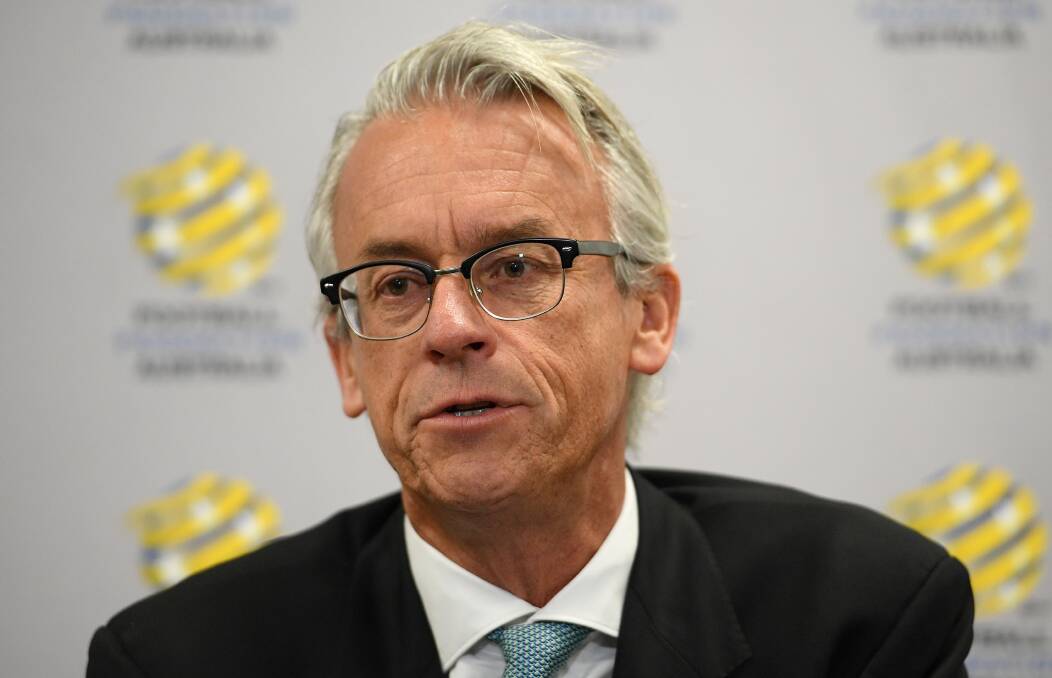 MAN UNDER PRESSURE: FFA CEO David Gallop speaks during a press conference earlier this month. Picture: AAP