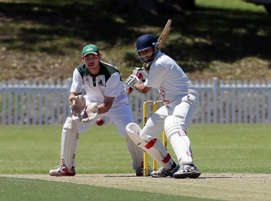 READY TO STRIKE: Keira batsman Neil Honavar looks to cut a ball against Corrimal at Keira Oval on Saturday.