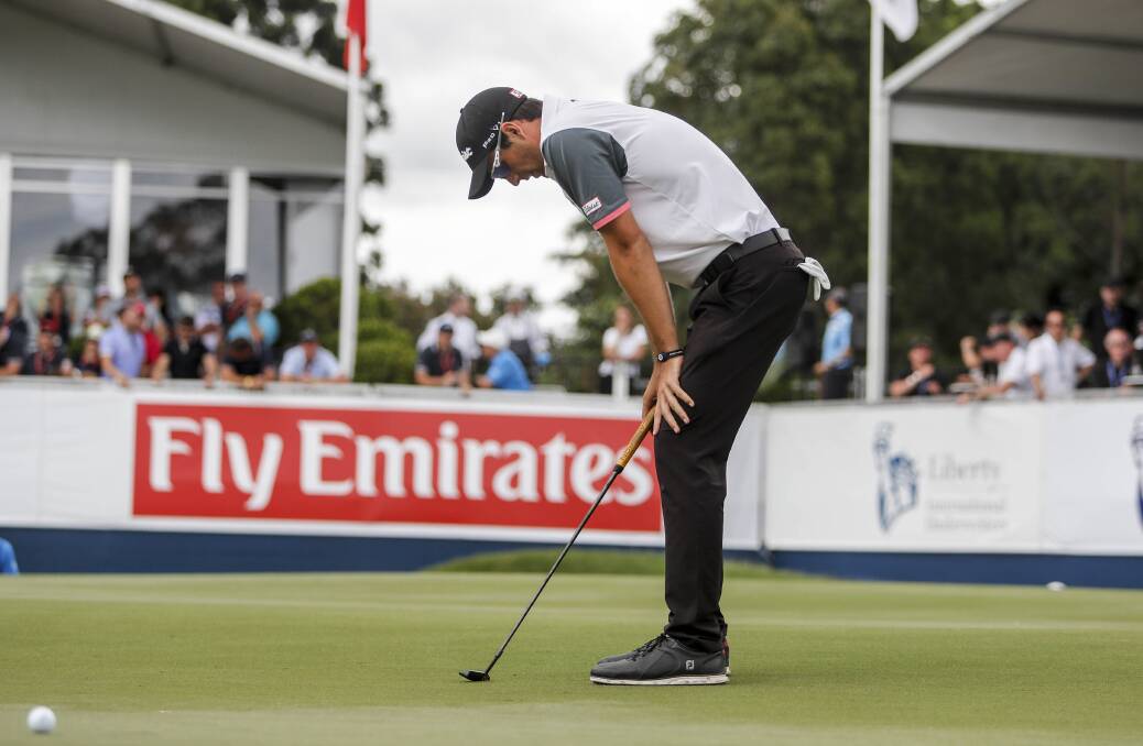 Heartbreak: Jordan Zunic after missing the putt that handed Cameron Smith the Australian PGA Championship. 