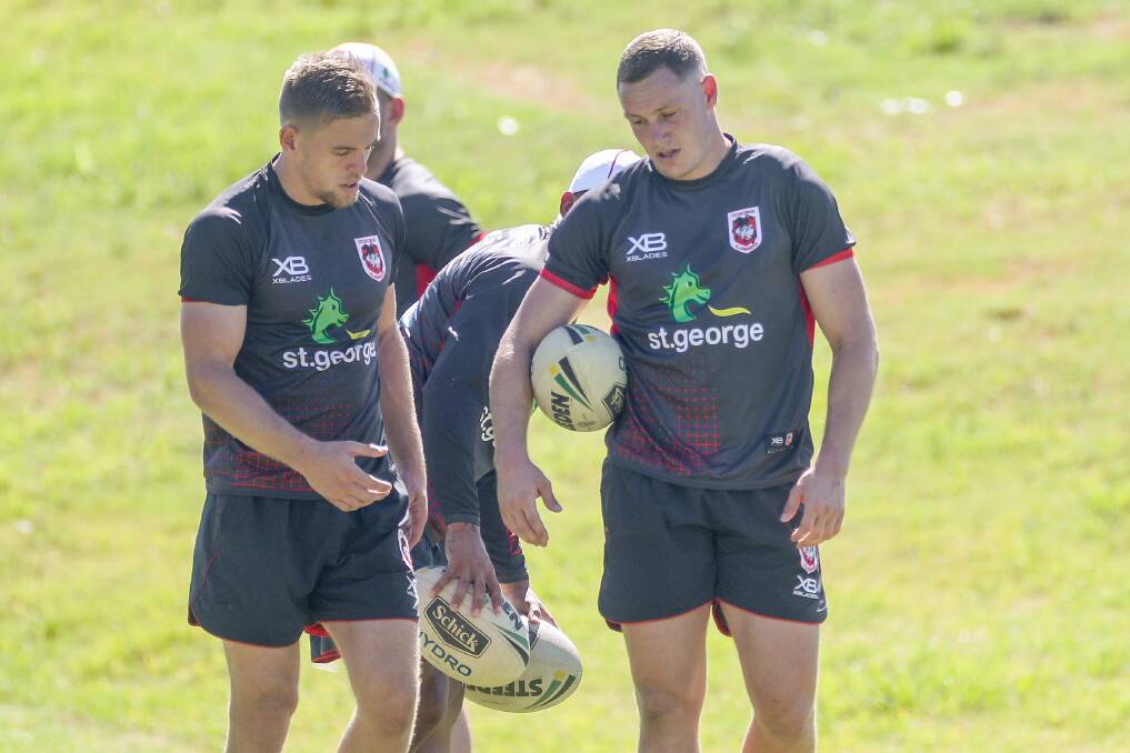 CONTENDERS: Both Matt Dufty (left) and Kurt Mann (right) are in the running to replace Josh Dugan at fullback for the Dragons. Picture: Adam McLean