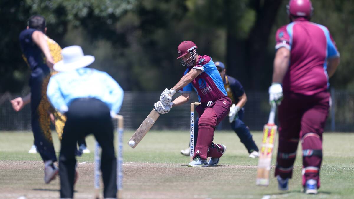 Drive: Kookas batsman Darren Zampa tries to spark the innings early against Lake Illawarra. Picture: Georgia Matts