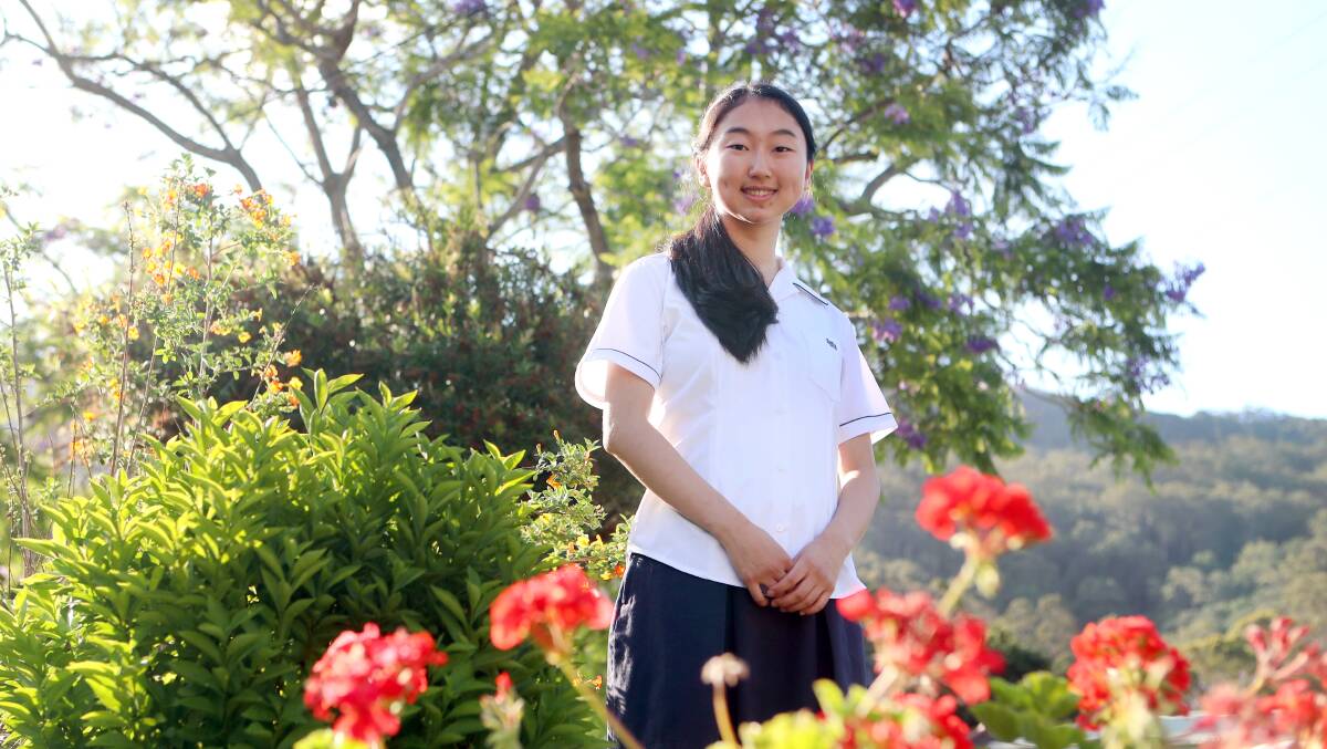 BEST IN COURSE: Smiths Hill High School student Tianyue Zheng finished first in the HSC subject of Japanese .Picture: Sylvia Liber.