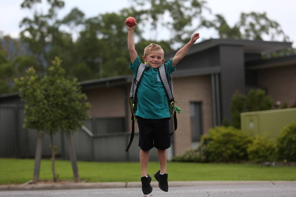 Ready to learn: Horsley's Koby Butterfield, 5, can't wait to join his big sister Mackenzie at Hayes Park Public School next week. Picture: Robert Peet