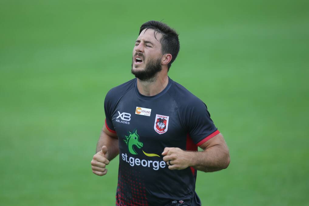 ALL EYES ON ME: Ben Hunt at Dragons training. Picture John Veage