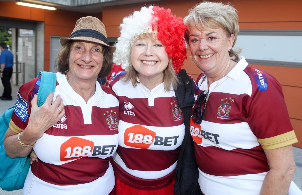 Wigan for the win: Wigan supporters (from left) Lynne Carroll, Carol Hobby and Eileen Staves left WIN Stadium on a high after the victory. Picture: Adam McLean. ​