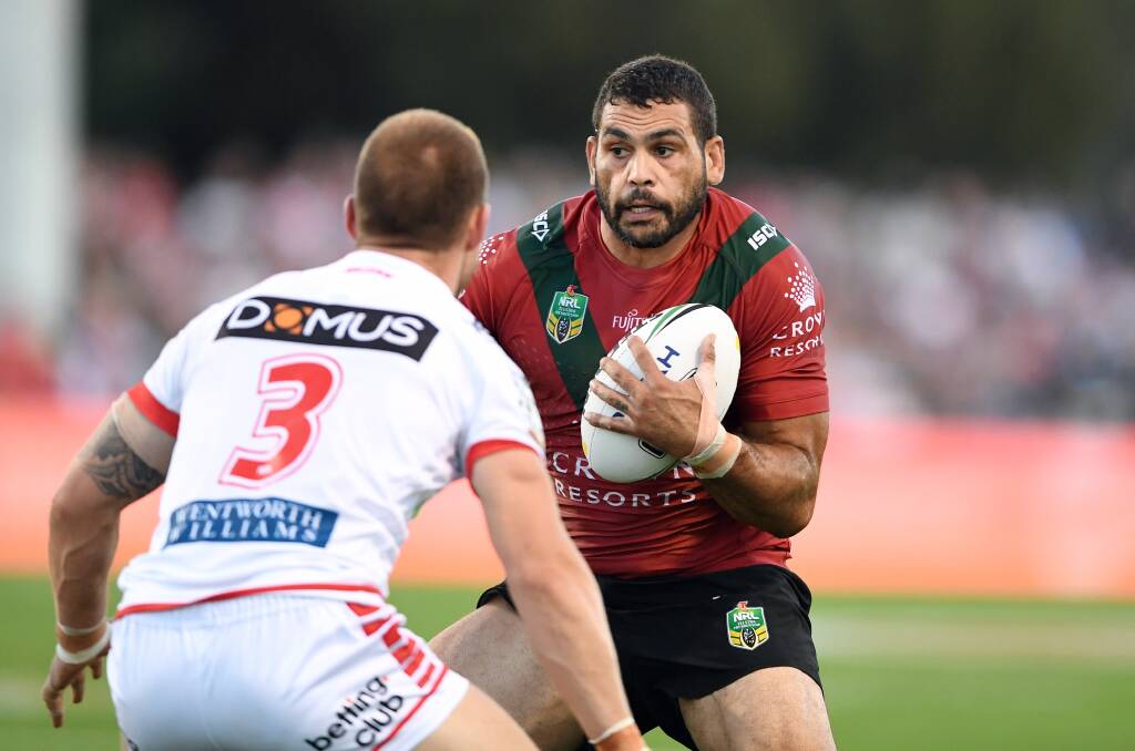 BACK: Greg Inglis played 19 minutes in the Rabbitohs 22-18 win over St George Illawarra in Saturday's Charity Shield clash at Mudgee. Picture: Grant Trouville NRL Photos
 