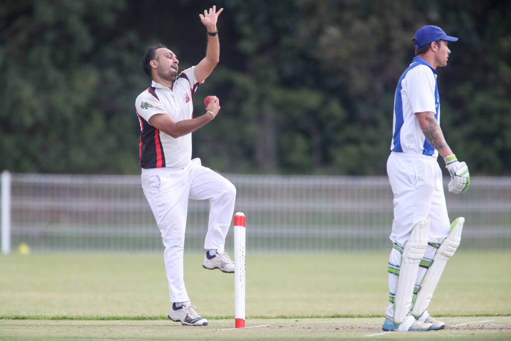 Bamboozled: Pushpinder Singh claimed figures of 7-77 to guide The Rail to victory over Shellharbour on Saturday. Picture: Adam McLean. 