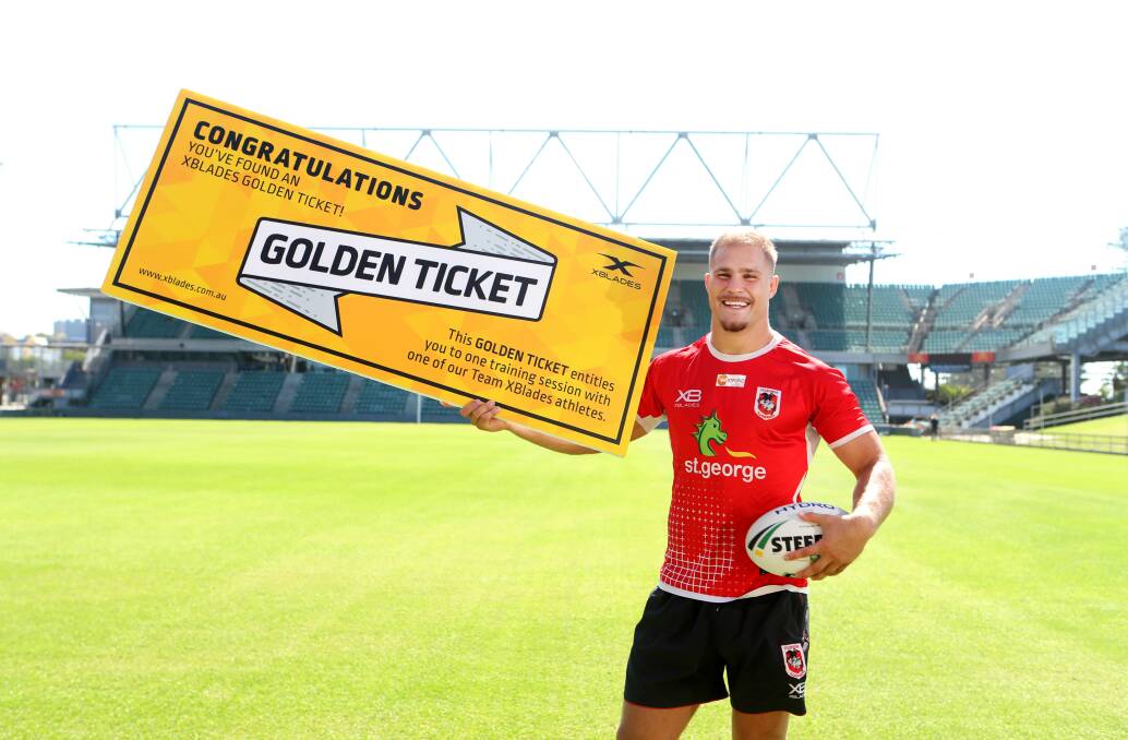 TICKET: Three golden tickets remain hidden in XBlades boots offering the chance to meet XBlades players like Jack de Belin. Picture: Sylvia Liber
